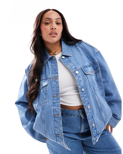 ASOS Blue Asos Design Curve Oversize 90's Denim Jacket