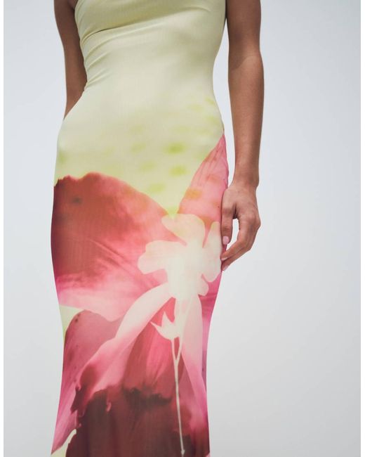 Murci White Mesh Strapless Fishtail Maxi Dress