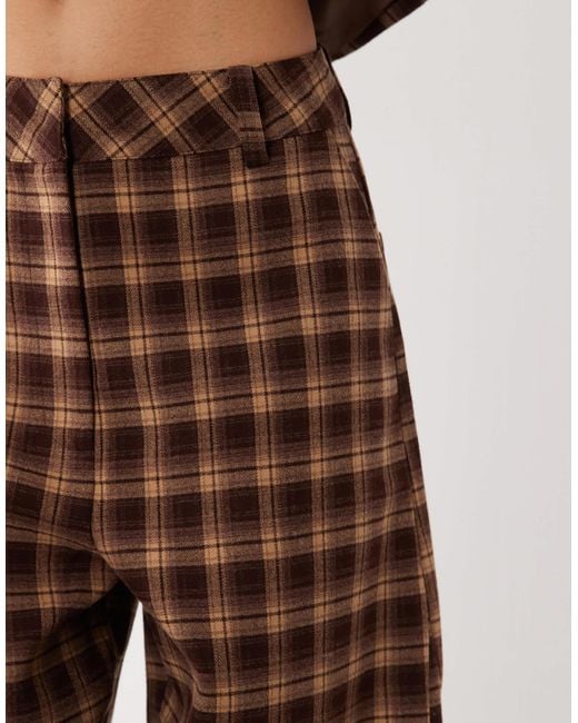 ASOS Brown Brushed Checked Tailored Pants