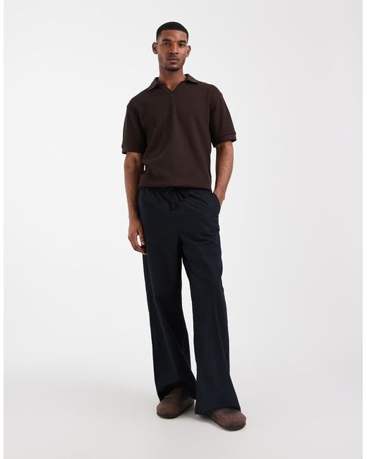 ASOS Black Loose Linen Blend Trousers for men