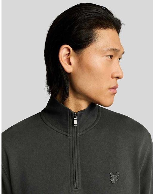 Lyle & Scott Black Superfine Cotton 1/4 Zip Sweatshirt for men