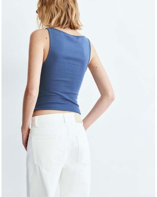 Pull&Bear Tanktop Met Boothals in het Blue