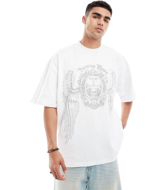 T-shirt super oversize bianca con stampa grunge sul petto di ASOS in White da Uomo