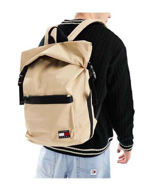 Tommy Hilfiger Black Daily Roll Top Backpack for men
