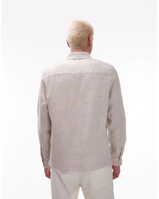 Mango – hochwertige hemdjacke aus leinen in Gray für Herren