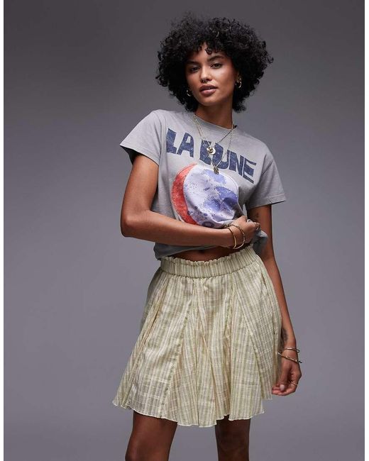 TOPSHOP Gray Cotton Flippy Mini Skirt With Godets