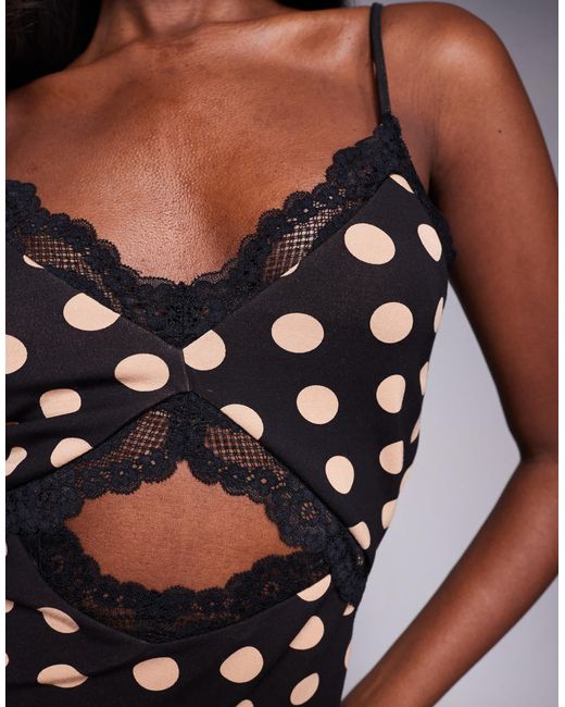 AFRM Black Josestte Midi Dress With Lace Trim Detail