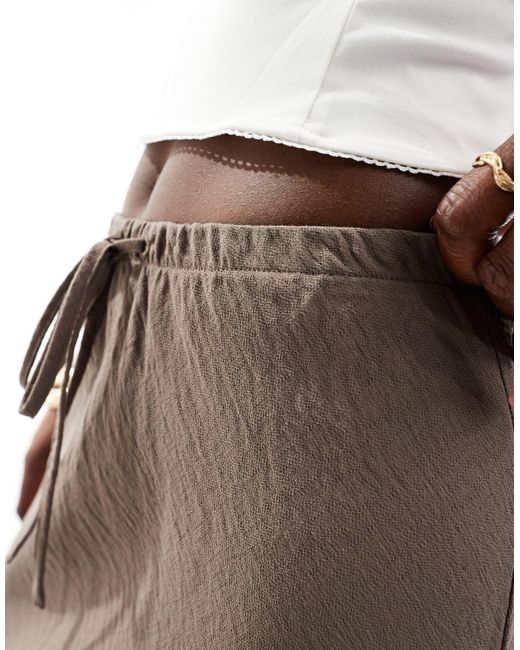 New Look Brown Drawstring Midi Skirt