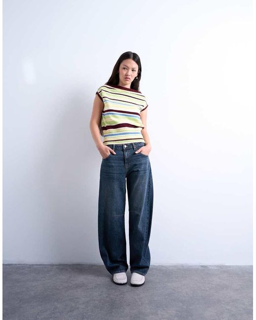 Top Amarillo A Rayas Asimétrico De Punto De TOPSHOP de color Multicolor