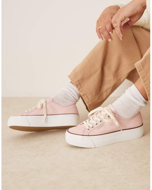 Calvin Klein Natural Vulc Flatform Canvas Trainers