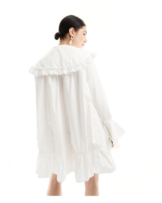 Sister Jane White Curious Collared Shirt Mini Dress