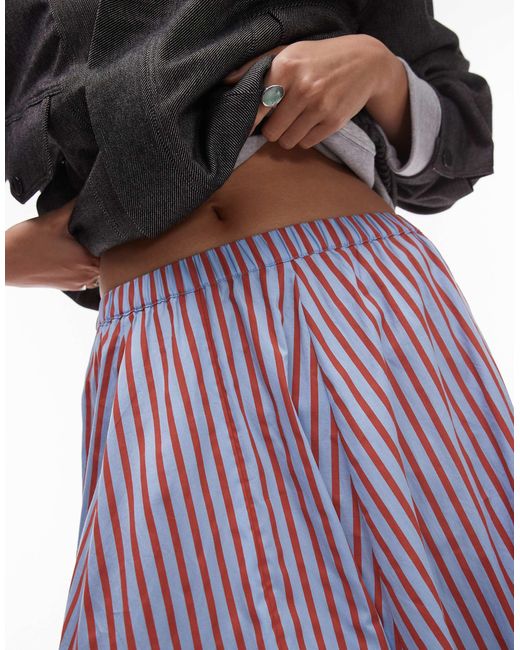 Jupe longue effet coupé cousu - rouge et bleu à rayures TOPSHOP en coloris Purple