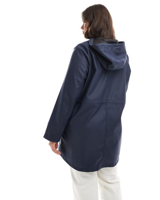 Vero Moda Blue Coated Rain Jacket With Hood