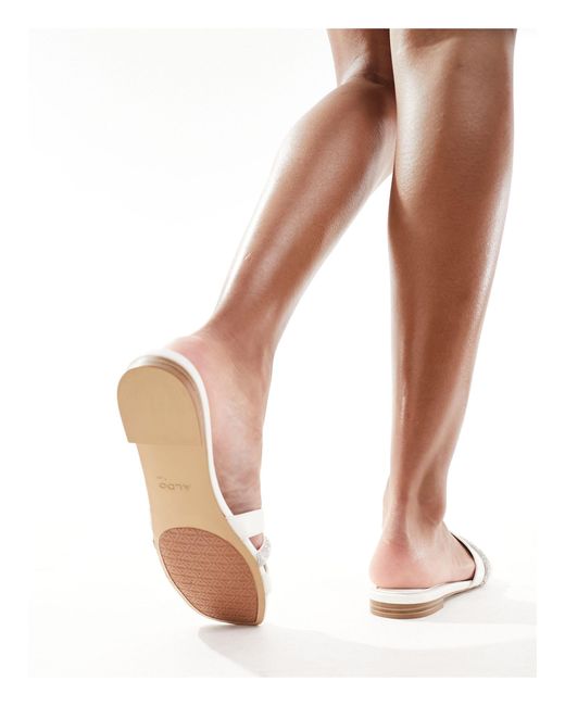 ALDO White Deandra Embellished Flat Sandals