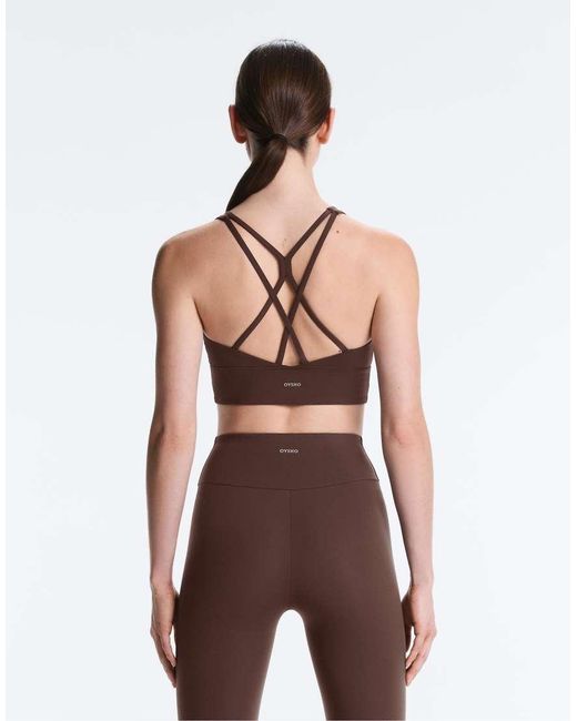 Oysho Brown Medium-support Comfortlux Sports Bra With Cups
