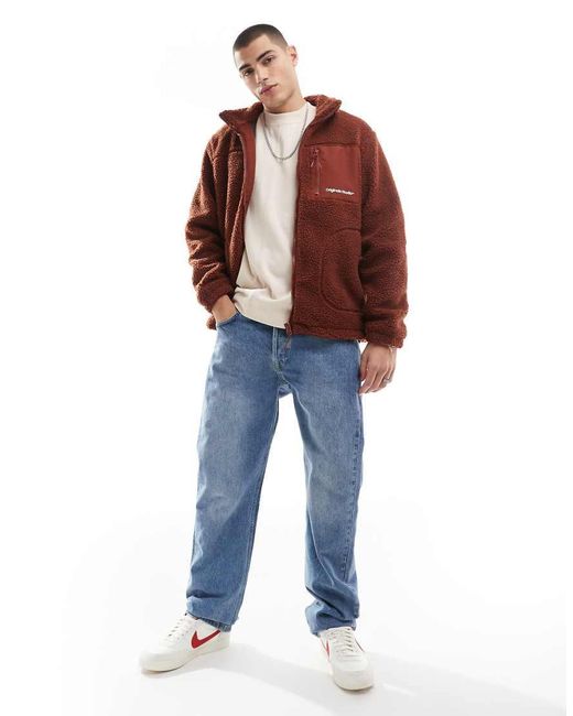 Jack & Jones Brown Borg Zip Through Jacket for men