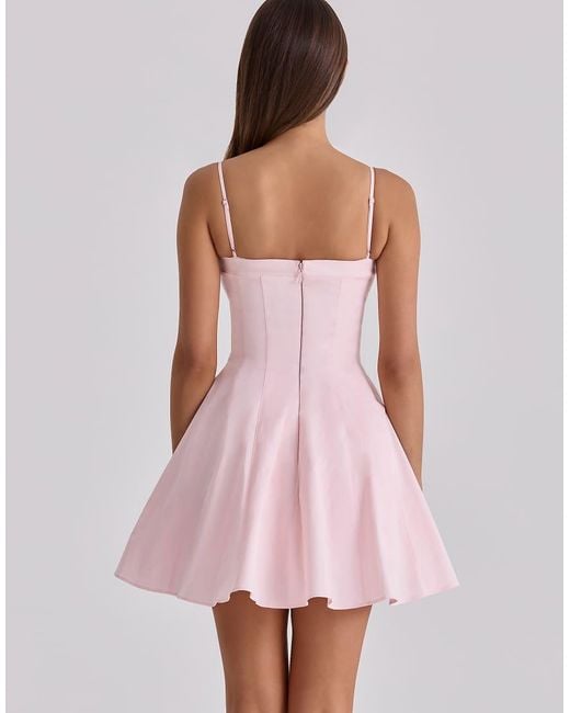 House Of Cb Pink Dolly Cotton Flared Mini Sundress