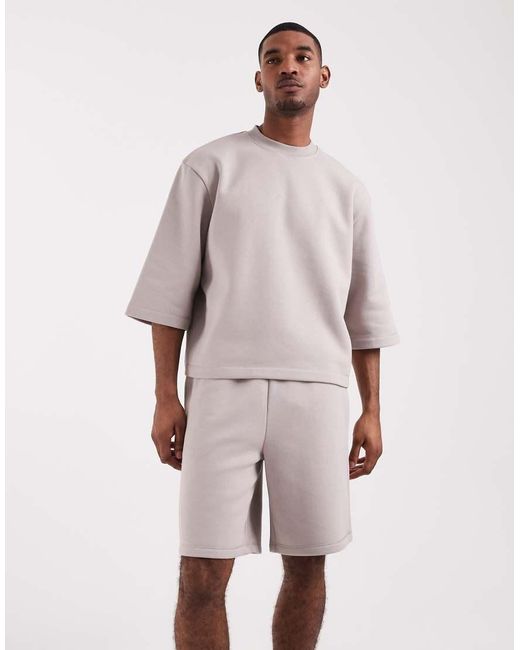 ASOS Natural Oversized Longer Length Jersey Bermuda Shorts for men