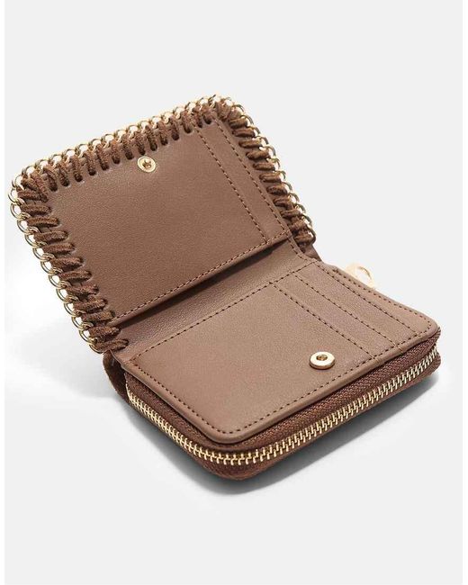 Stradivarius Brown Chain Detail Purse With Zip