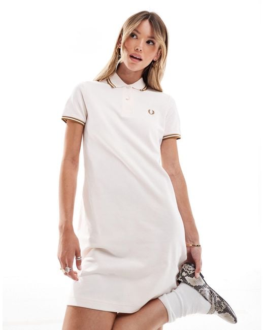 Fred Perry White Twin Tipped Polo Shirt Dress