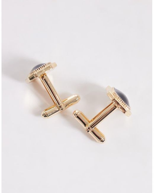 ASOS Metallic Stone With Textured Detail Edge Cufflinks for men