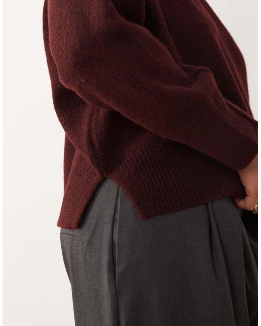 ASOS Red Asos Design Curve Boxy Crew Neck Jumper With Side Split Detail