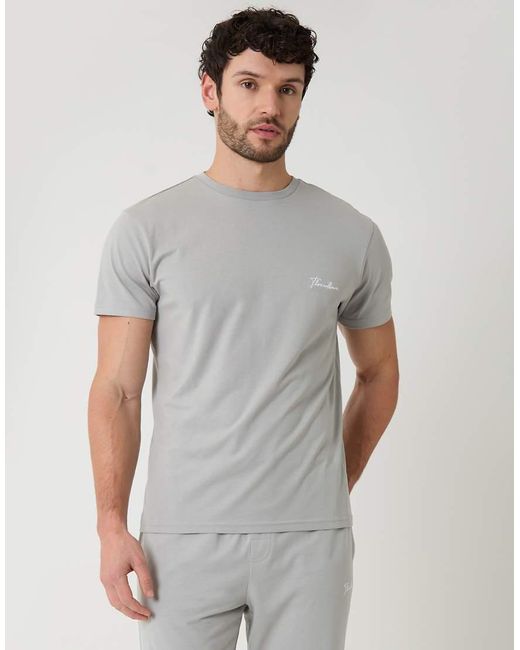 Threadbare White Cotton Blend Script Logo Lounge Set for men