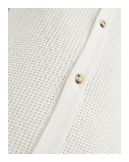 Cotton On White Cotton On Textured Cotton Waffle Knit Relaxed Shirt for men
