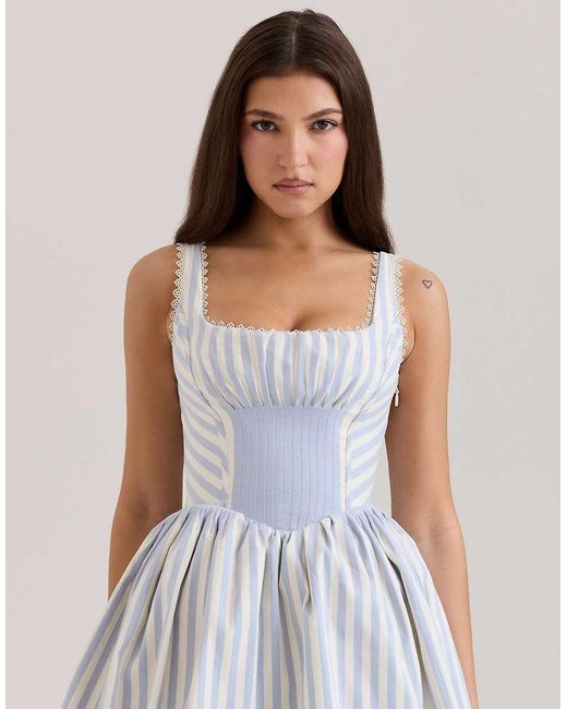 House Of Cb White Liesl Striped Pintucked Mini Dress
