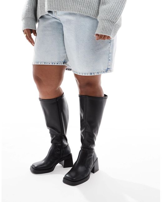 ASOS Blue Curve Charlotte Heeled Knee Boots