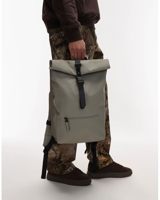 Rains Gray Rolltop Rucksack for men