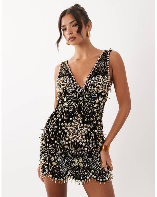 ASOS Black Star Embellished Mini Dress