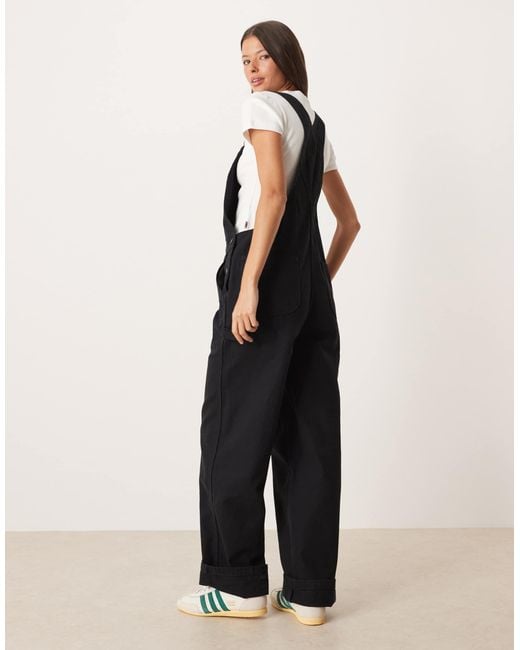 Dickies Black Canvas Wide Leg Dungarees