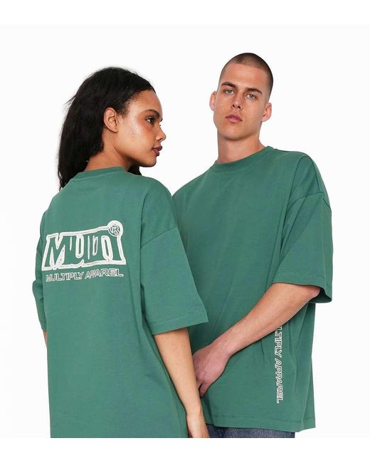 Multiply Apparel Oversized T-Shirt Met Rand in het Green