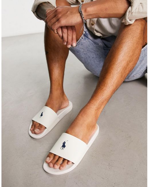 Sandalias blanco hueso con logo Polo Ralph Lauren de hombre de color | Lyst