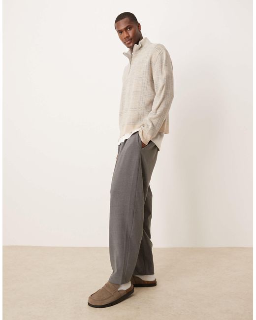 ASOS – elegante, schmal zulaufende oversize-hose mit zwei falten in Natural für Herren