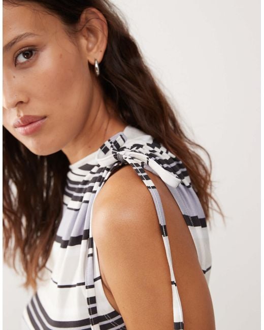 Collusion Blue Stripe Adjustable Drawstring Top