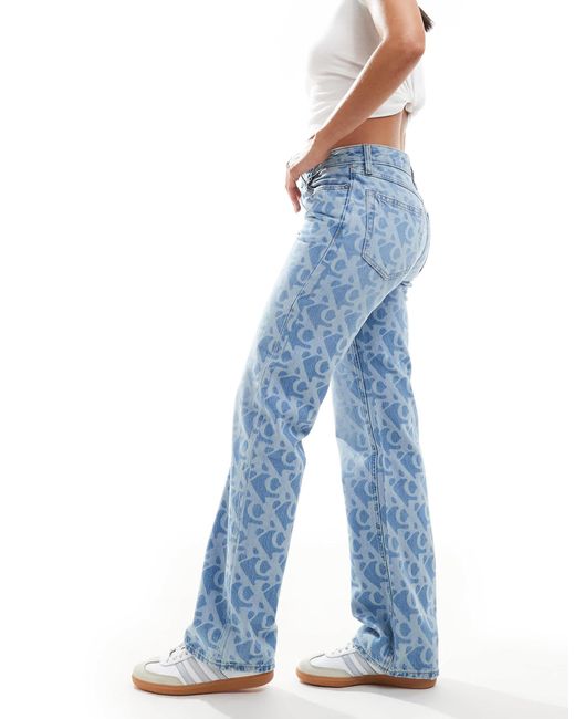 Calvin Klein Blue Signature 90s All Over Print Jeans