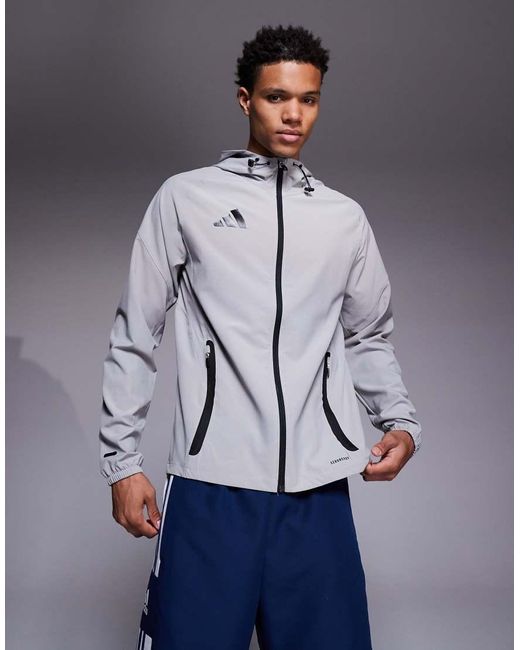 Adidas Originals Gray Tiro 25 Competition Vis Tech Travel Jacket for men