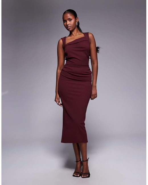 brown square neck midi dress Chocolate Square Neck A-line Midi Dress 8 main image 0