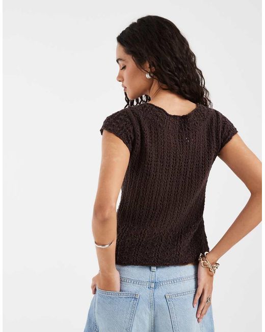 Hollister Blue Tie Front Knit Babydoll Top