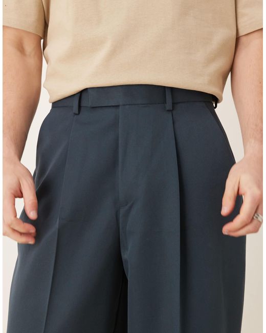 Pantalon bouffant élégant avec pli marqué à l'avant - foncé ASOS pour homme en coloris Blue