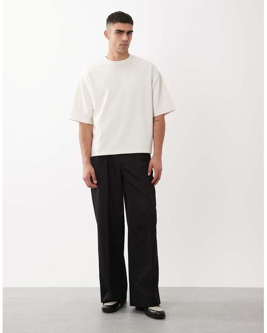 ASOS White Luxe Interlock Oversized Boxy T-Shirt for men