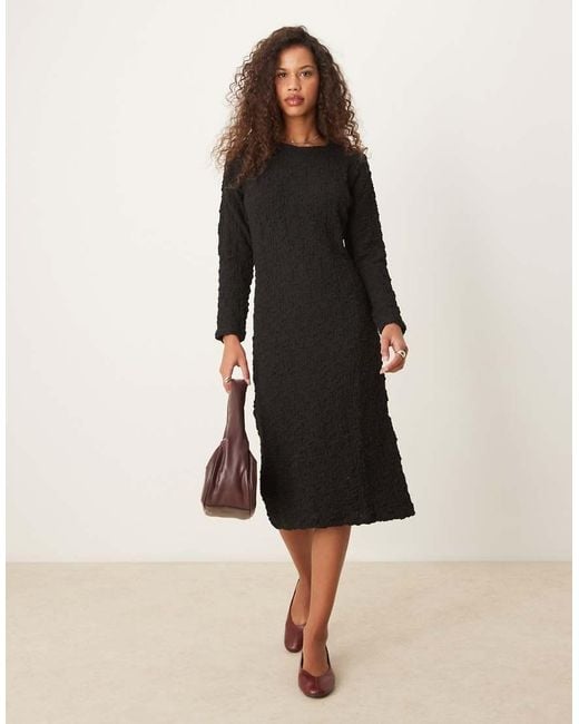 Jdy Black Textured Midi Dress