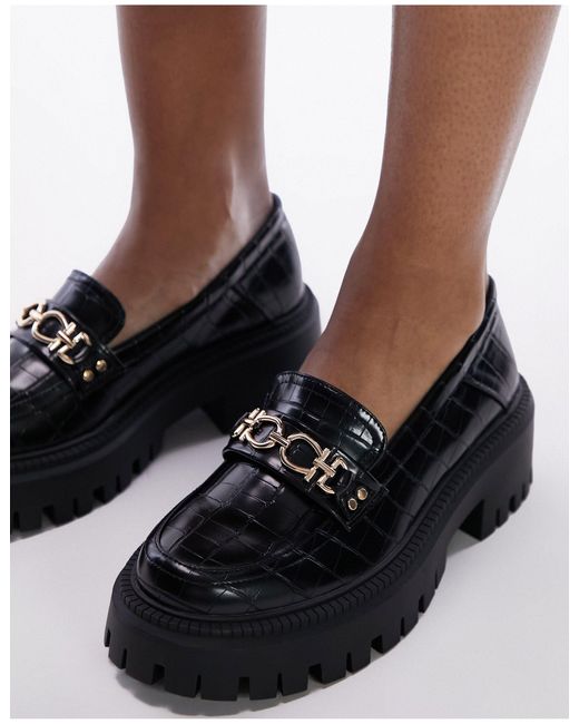 TOPSHOP Lacey Chunky Loafer in Black | Lyst Canada