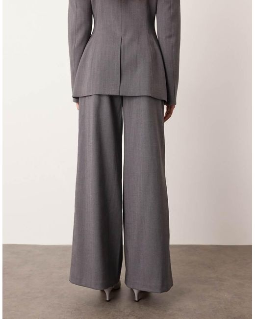 ARRANGE Gray Tailored Wide Leg Pants With Pleats