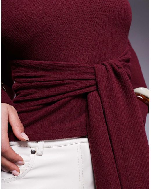 ASOS Red – angerautes, langärmeliges oberteil