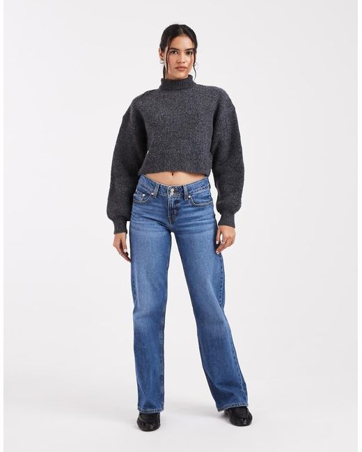 Monki Black Cropped High Neck Jumper