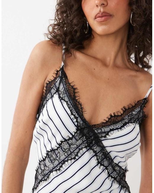 Nobody's Child White Emerson Satin Lace Cami Maxi Dress