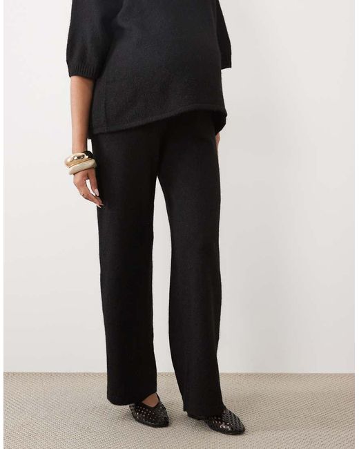 ASOS Black Asos Design Maternity Wide Leg Trouser With Wool Co-ord